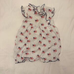 Kissy Kissy Patriotic Baby Romper with Flag Print Size 3-6 months